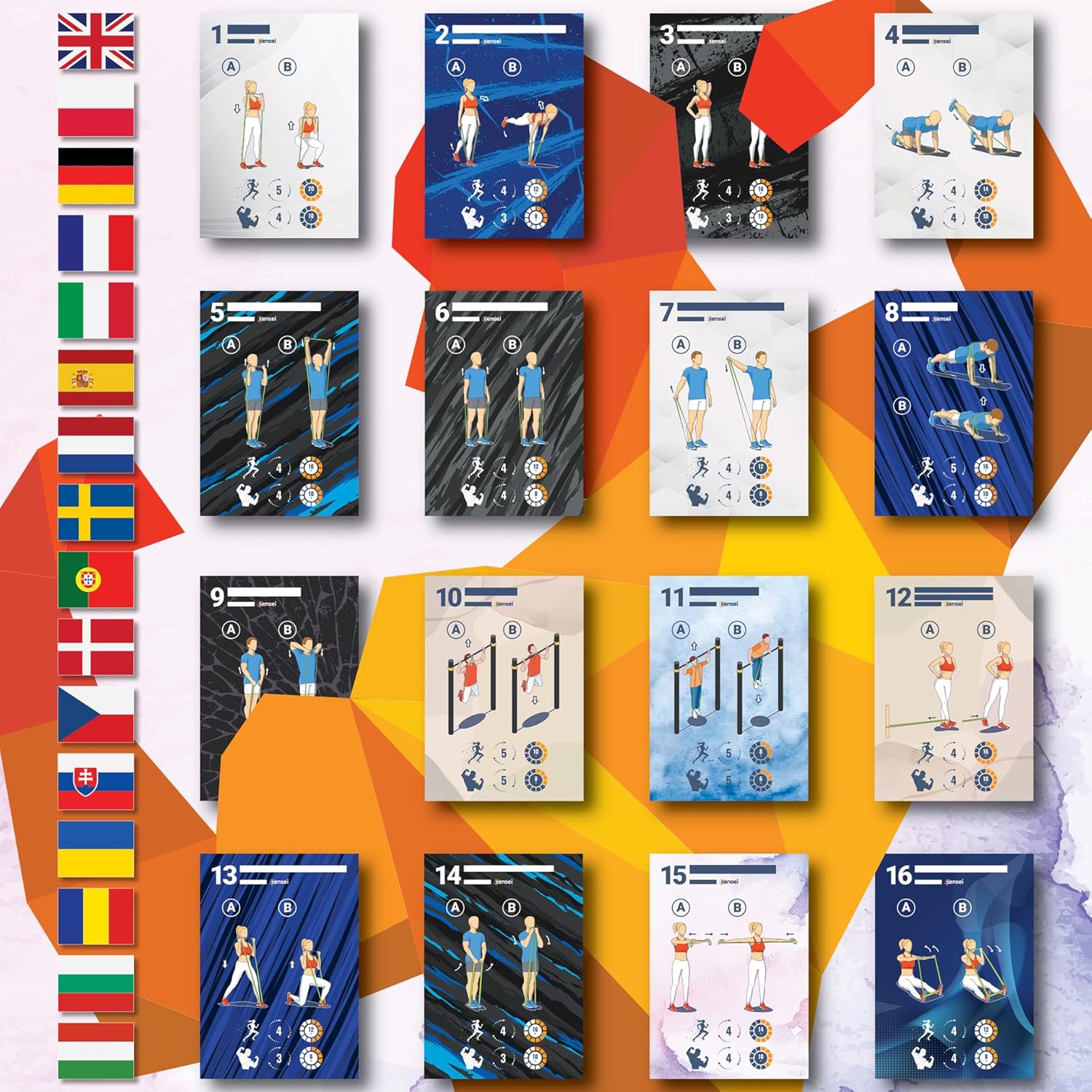 SENSEI® Widerstandsbänder – Fitnessbänder Gummibänder Für Krafttraining Klimmzughilfe Yoga & Rehabilitation Mit Übungsanleitung