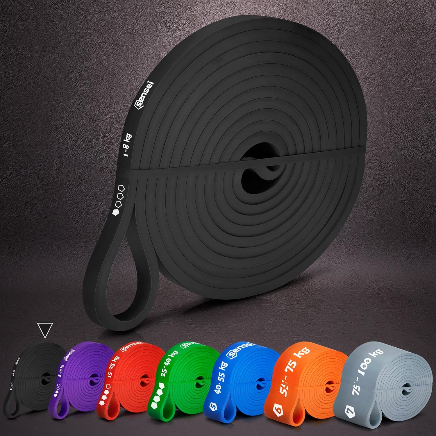 SENSEI® Widerstandsbänder – Fitnessbänder Gummibänder Für Krafttraining Klimmzughilfe Yoga & Rehabilitation Mit Übungsanleitung