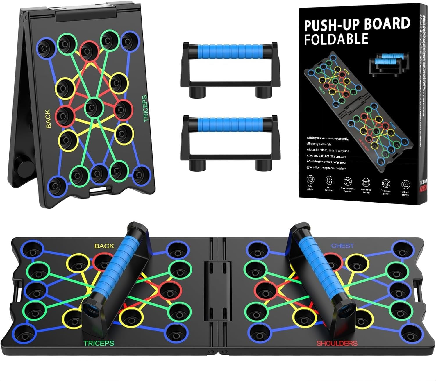 24 in 1 Liegestützbrett, Faltbare Liegestützgriffe Stangen Krafttrainingsgerät Für Effektives Training Der Muskeln Des Oberkörpers Schultern, Brust, Rücken Und Trizeps