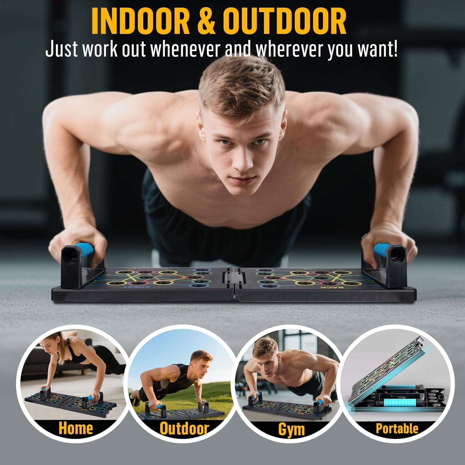 24 in 1 Liegestützbrett, Faltbare Liegestützgriffe Stangen Krafttrainingsgerät Für Effektives Training Der Muskeln Des Oberkörpers Schultern, Brust, Rücken Und Trizeps